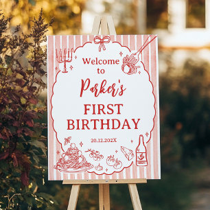 Little Meatball Birthday Welcome Sign