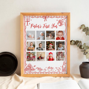 Little Meatball First Year Photo Milestone Poster