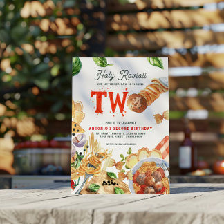 Little Meatball | Holy Ravioli Second Birthday Invitation