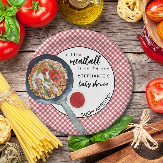 Little Meatball Is On The Way Italian Baby Shower Paper Plates (Creator Uploaded)