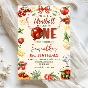 Little Meatball Is One Italian Pasta Birthday Invitation