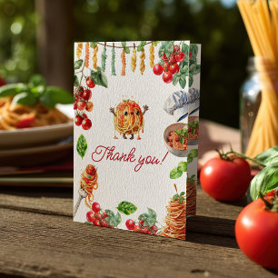 Little Meatball Italian Pasta Baby Shower Letterpress Thank You Card