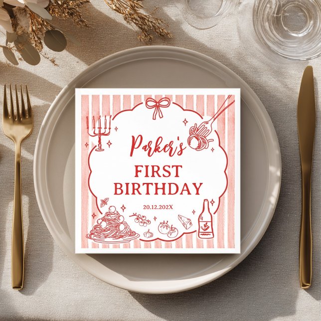 Little Meatball Italian Pasta Birthday Party Napkins (Creator Uploaded)
