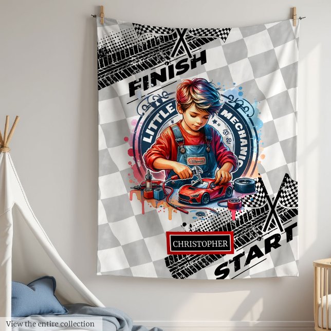 Little Mechanic Racing Sport Car Birthday Gift Boy Fleece Blanket (Little Mechanic Racing Sport Car Birthday Gift Boy)