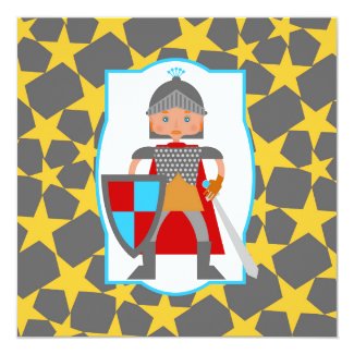 Little medieval knight birthday party card