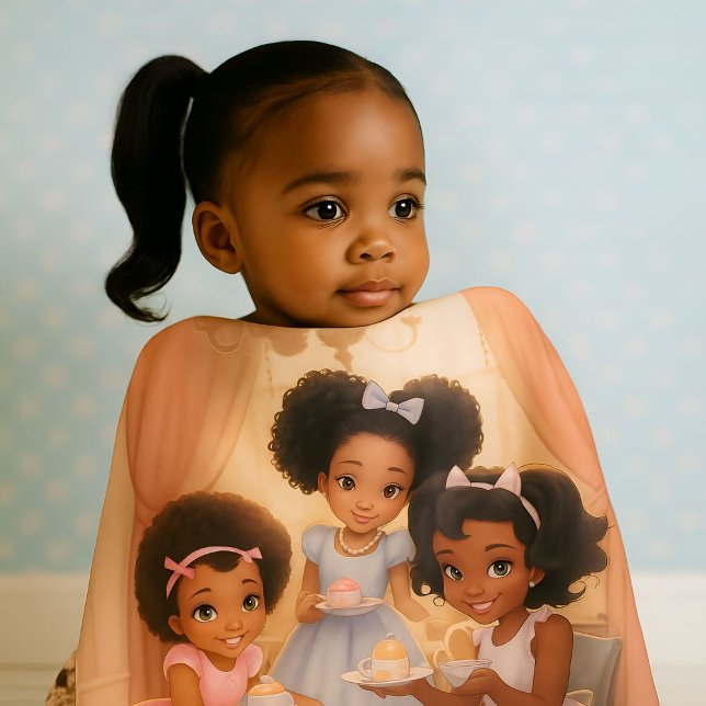 Little Melanated Princess Tea Party Delight Cozy  Baby Blanket (Creator Uploaded)