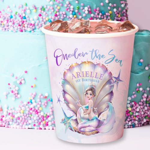 Little Mermaid 1st Birthday ONEder The Sea Mermaid Paper Cups