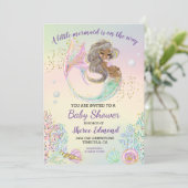  Little Mermaid African American Baby Shower  Invitation (Standing Front)
