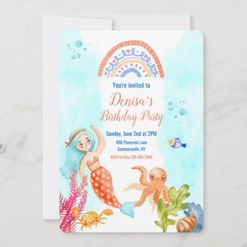 Little Mermaid and Friends Birthday Invitation