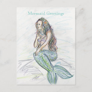 Little Mermaid Art Greeting Custom Note Postcards