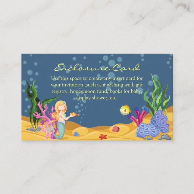 Little Mermaid Baby Shower  Enclosure Card (Front)