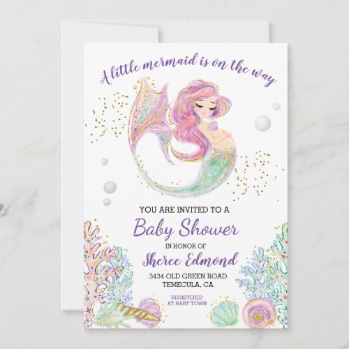  Little Mermaid  Baby Shower  Invitation