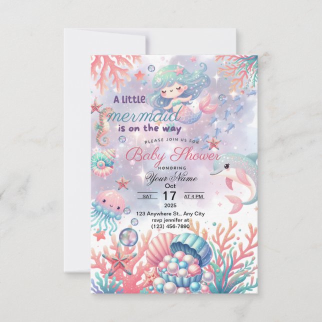 LIttle Mermaid baby shower invitation  (Front)
