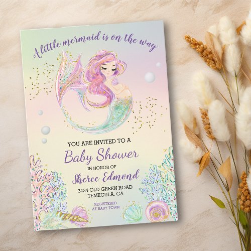  Little Mermaid  Baby Shower  Invitation