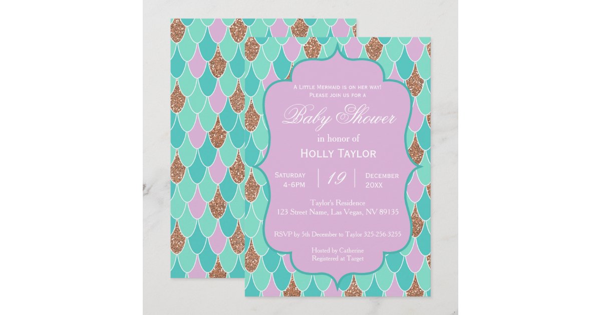 Little Mermaid Baby Shower Invitation Zazzle