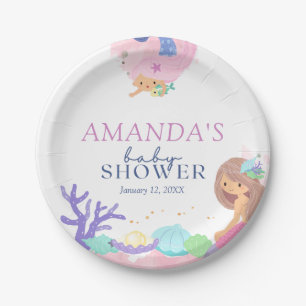 Little Mermaid Baby Shower Paper Plate