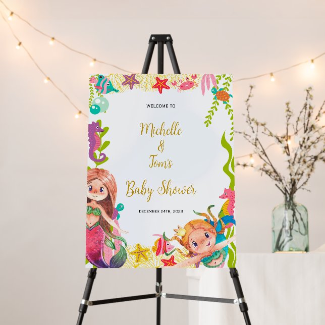 Little Mermaid Baby Shower Welcome Foam Board (In Situ (Stand))