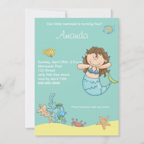 Little mermaid birthday invitation