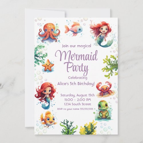 Little Mermaid Birthday Invitation Party