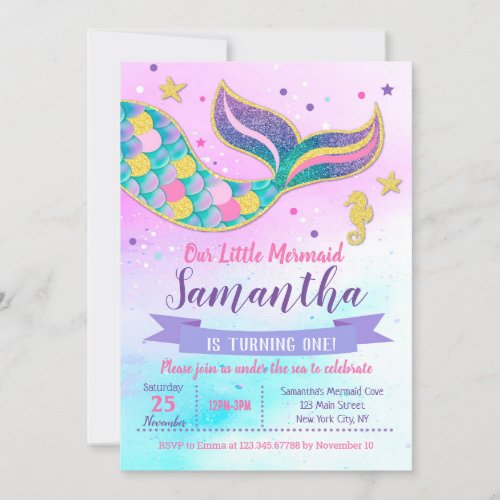 Little Mermaid Birthday Invitations
