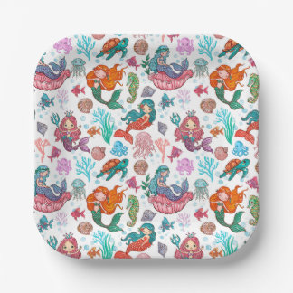 Little Mermaid Birthday Paper Napkin Plates