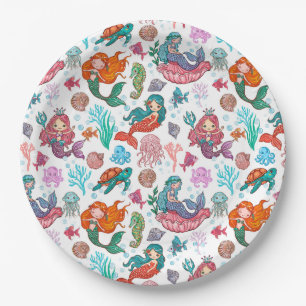 Little Mermaid Birthday Paper Napkin Plates