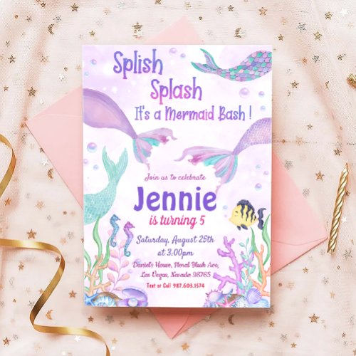 Little Mermaid Birthday Party Under The Sea Party Invitation