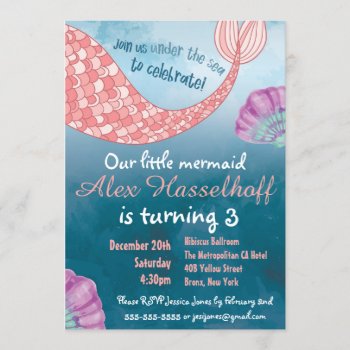 Little Mermaid Birthday Paty Invitation by NellysPrint at Zazzle
