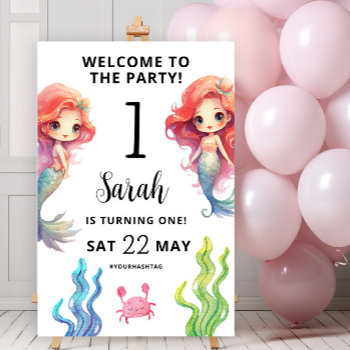 Little Mermaid Birthday Welcome  Poster by lilanab2 at Zazzle
