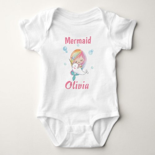 Little mermaid bodysuite Narwhal and mermaid Baby Bodysuit