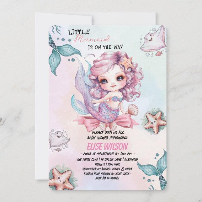 Little Mermaid bow is on the way baby shower3 Invitation (Front)