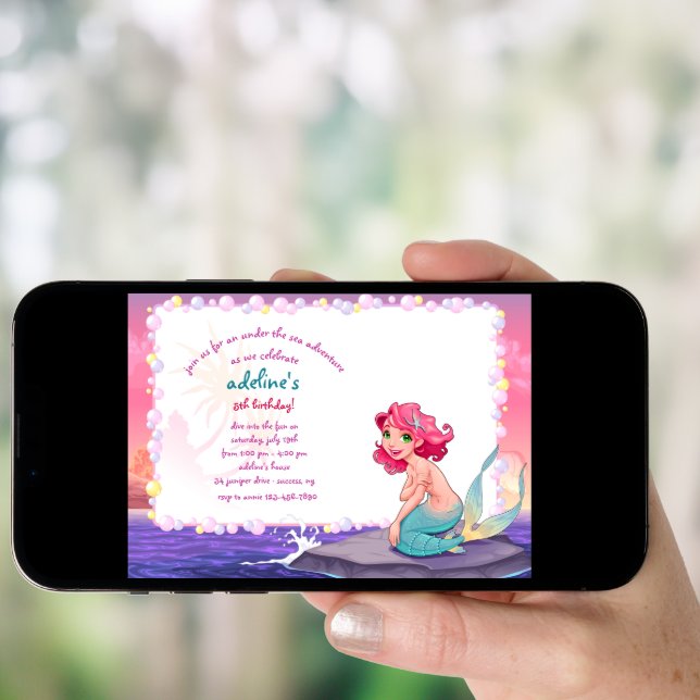 Little Mermaid By The Sea Invitation (Front Digital)