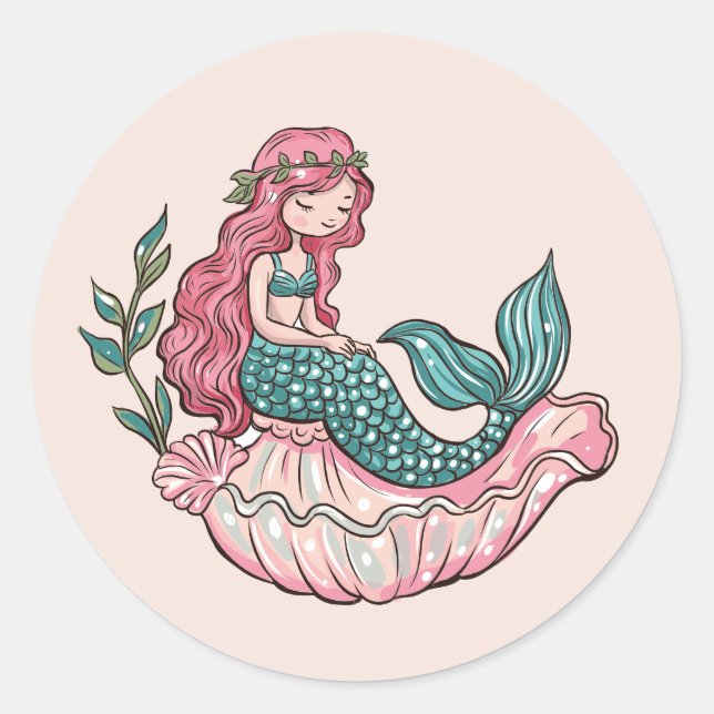 Little mermaid classic round sticker (Front)
