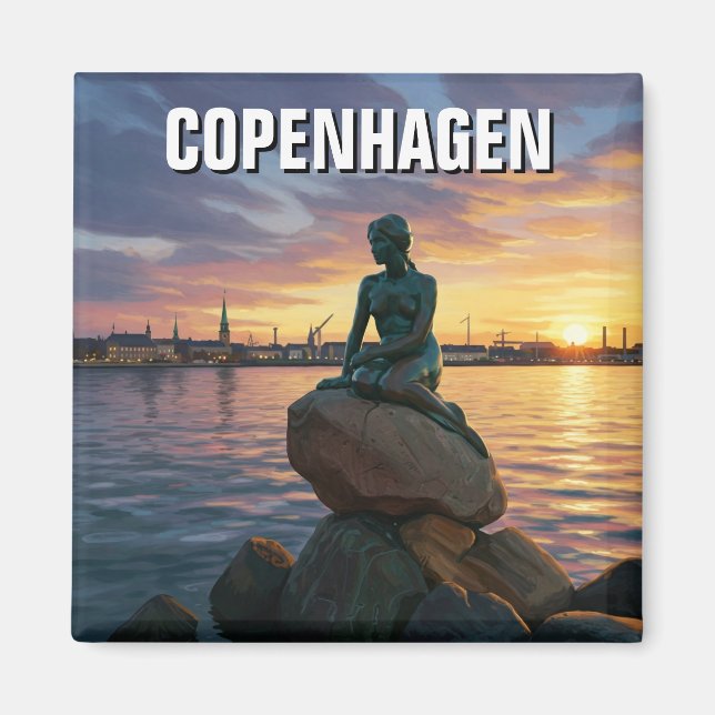 Little Mermaid Copenhagen Denmark Travel Magnet (Front)