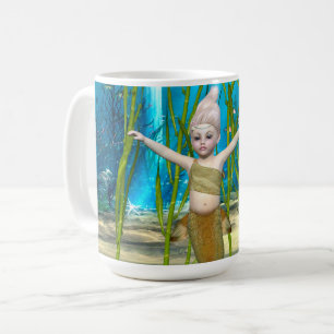 Little Mermaid Cute Fantasy Girl, Blue Ocean Coffee Mug