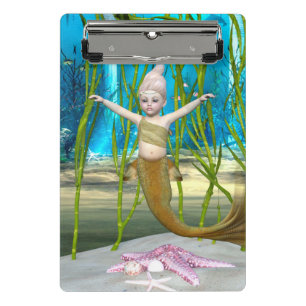 Little Mermaid Cute Fantasy Girl, Blue Ocean Mini Clipboard