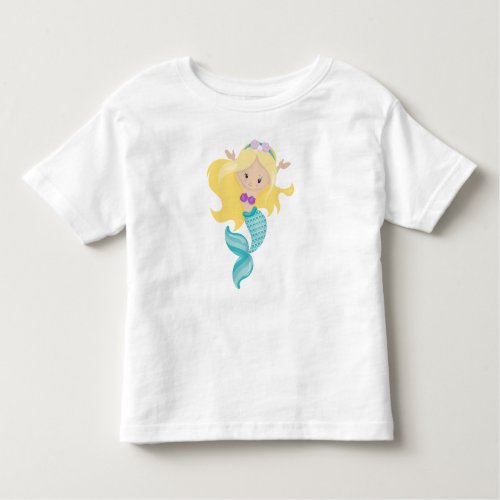 Little Mermaid Cute Mermaid Blonde Hair Shells Toddler T_shirt