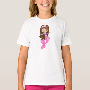 Little Mermaid, Cute Mermaid, Brown Hair, Shells T-Shirt