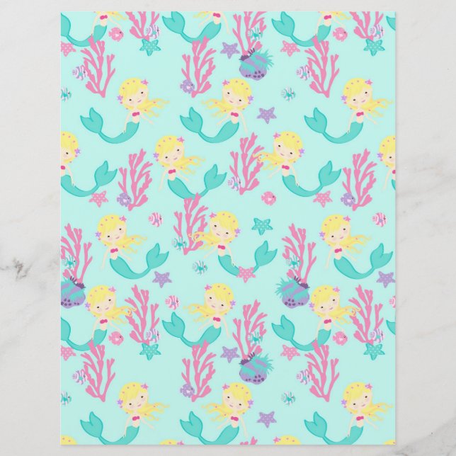 Little Mermaid Dual-sided Scrapbook Paper Blonde 1 (Front)