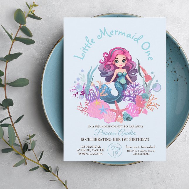 Little Mermaid First Birthday Party Invitation (Creator Uploaded)
