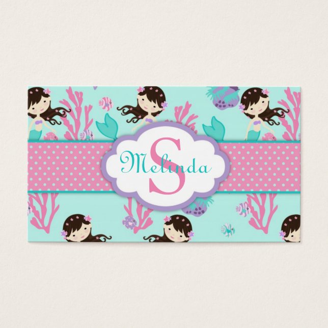 Little Mermaid Gift Tag M Brunette (Front)