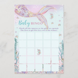 Little Mermaid Girl Baby Shower Bingo Game Note Card