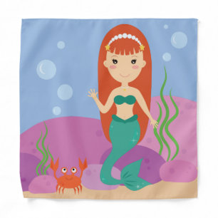 Little mermaid girl underwater bandana