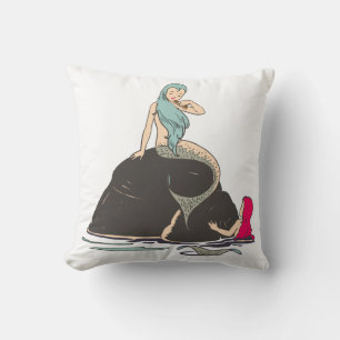 Little mermaid girls Fantasy Fairytale art Throw Pillow