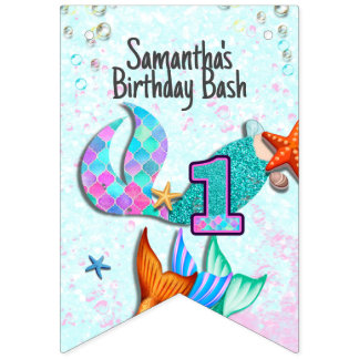 Little Mermaid Happy Birthday banner
