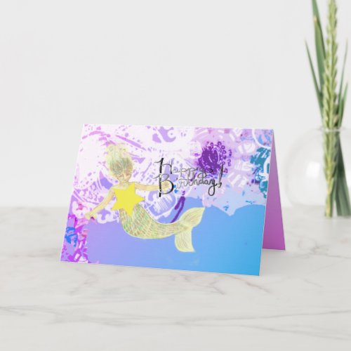 Little Mermaid Happy Birthday Card