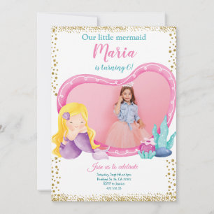 Little Mermaid Kid's Photo Birthday Invitation 