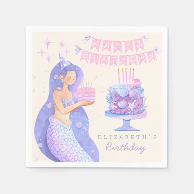 Little Mermaid Magical Under the sea  Birthday  Napkins (Front)