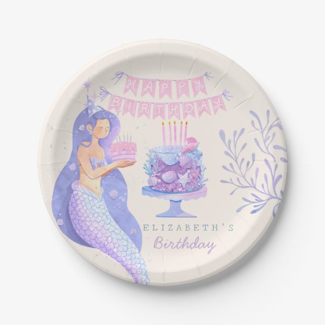 Little Mermaid Magical Under the sea  Birthday  Paper Plates (Front)