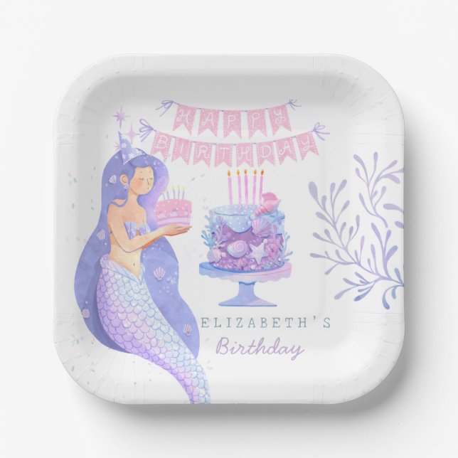 Little Mermaid Magical Under the sea  Birthday  Paper Plates (Front)